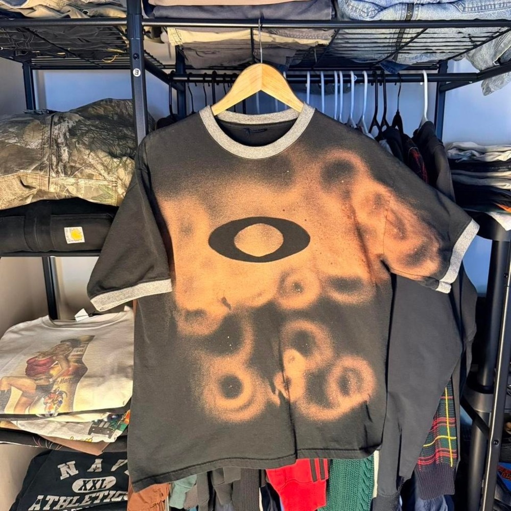 vintage 90's ringer tee with a custom Oakley design